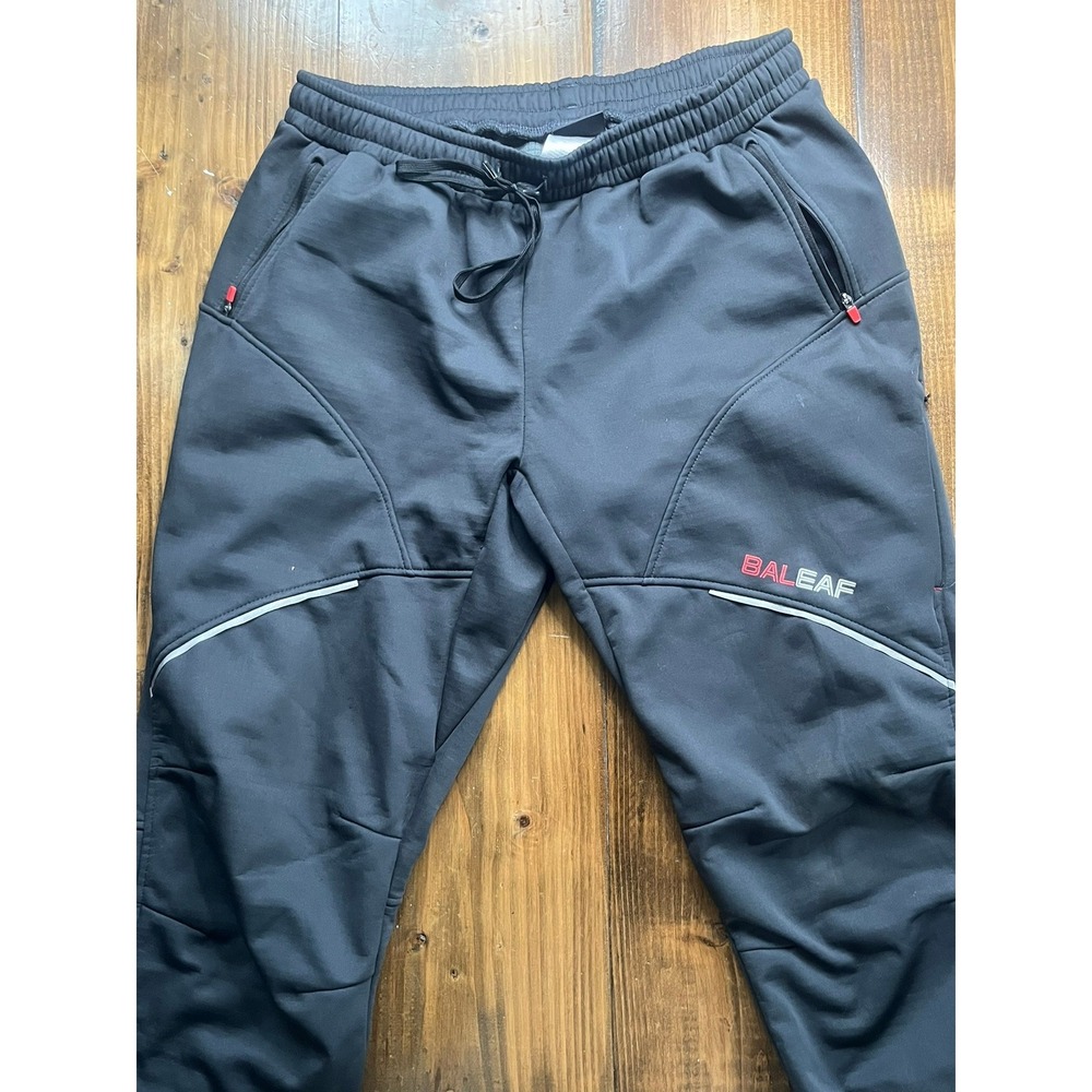 Baleaf Mens Thermal Fleece Lined Cycling Running Pants Black Reflective Large‎